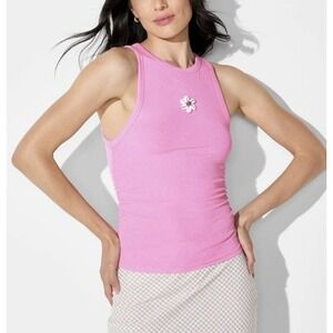 *LOT OF 10* Wild Fable Women's XS Ribbed Tank Top Ruched Sides Pink W/Shells NWT